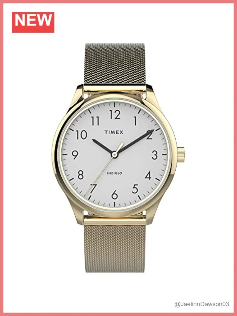 Gold Stainless Steel Mesh Watch Easy Reader White Dial